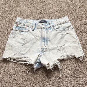 Abercrombie & Fitch Women’s Annie Hi Rise White Washed Distressed Jean Shorts